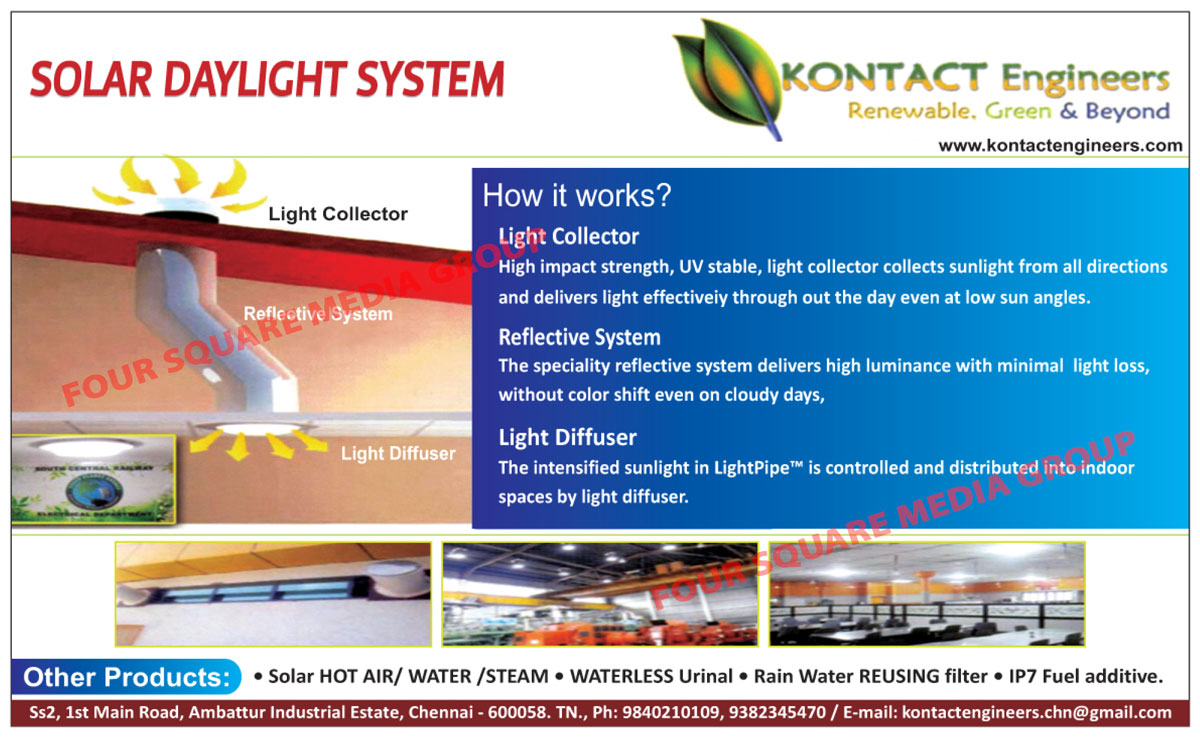 Solar Daylight Systems, Solar Hot Air Systems, Solar Water Steams, Waterless Urinals, Rain Water Reusing Filters, Fuel Additives,Solar Products, Urinal, Filter Solar Daylight Systems, Solar Hot Air Systems, Solar Water Steams, Waterless Urinals, Rain Water Reusing Filters, Fuel Additives,Solar Products, Urinal, Filter